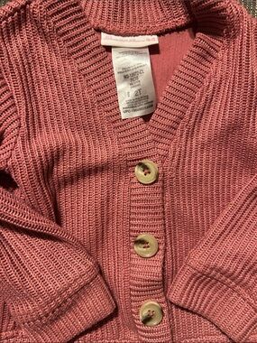 Girls Bonnie Jean Dusty Rose Knit Button Cardigan